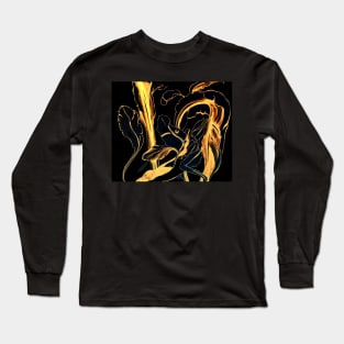 Plant in Blue Marker - Leaf of Life Miracle Leaf - Black and Gold Long Sleeve T-Shirt